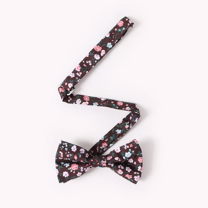 Pajarita de algodón de doble capa con estampado floral para hombre