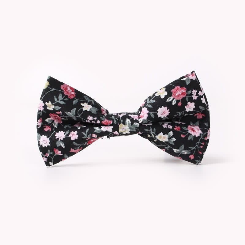 Pajarita de algodón de doble capa con estampado floral para hombre