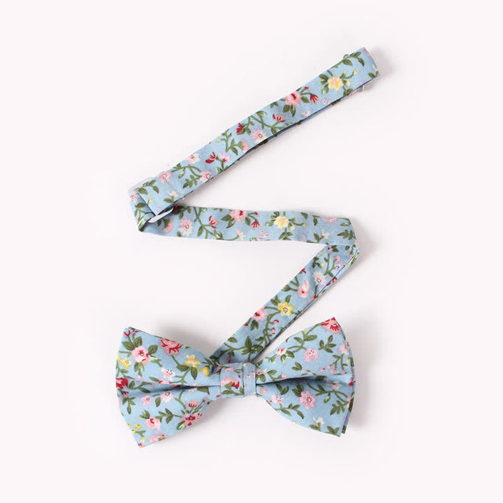 Pajarita de algodón de doble capa con estampado floral para hombre