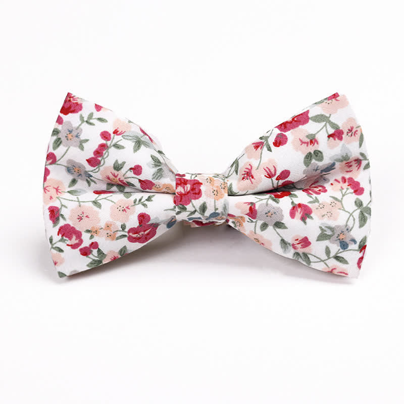 Pajarita de algodón de doble capa con estampado floral para hombre