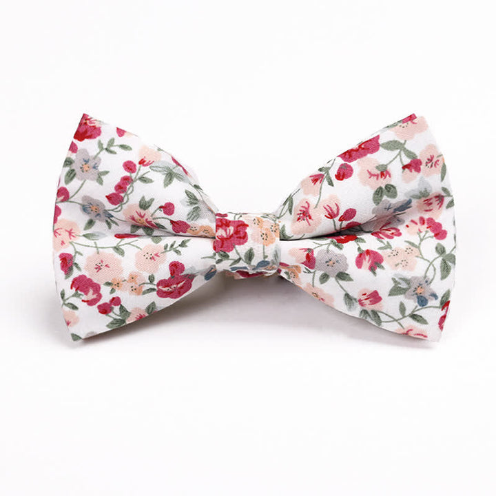 Pajarita de algodón de doble capa con estampado floral para hombre