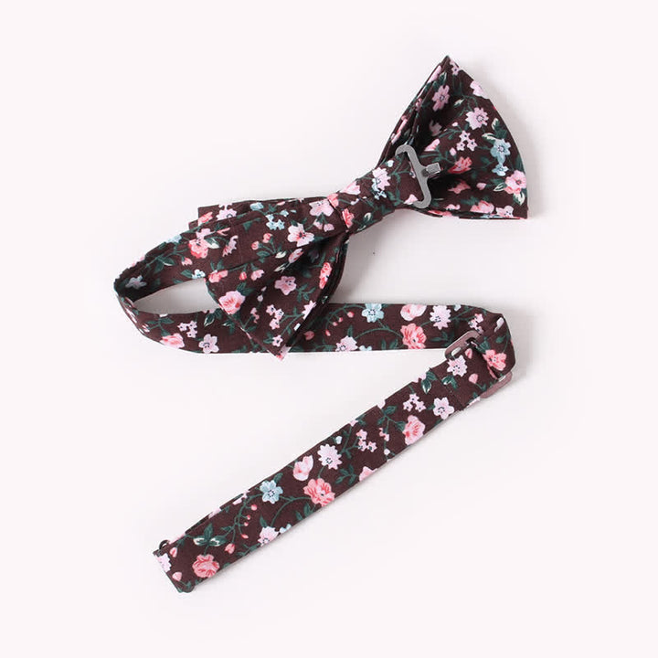 Pajarita de algodón de doble capa con estampado floral para hombre