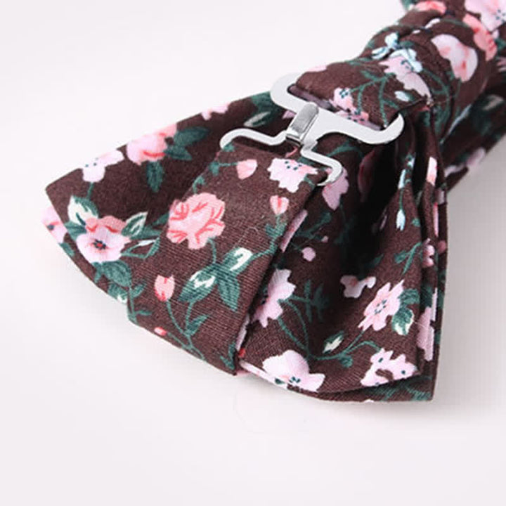 Pajarita de algodón de doble capa con estampado floral para hombre