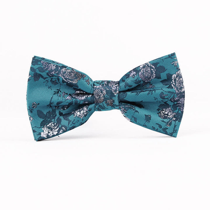 Impresionante pajarita con estampado floral verde azulado para hombre