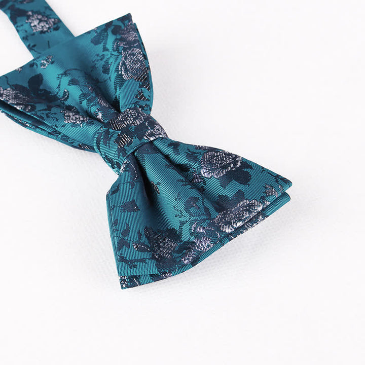 Impresionante pajarita con estampado floral verde azulado para hombre