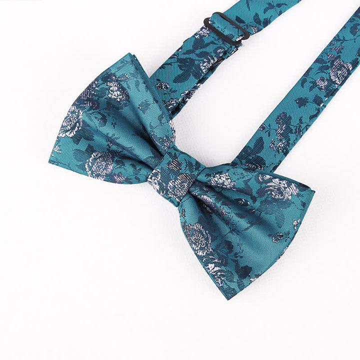 Impresionante pajarita con estampado floral verde azulado para hombre