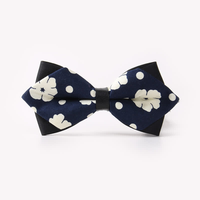 Pajarita de algodón con doble capa y diseño floral para hombre