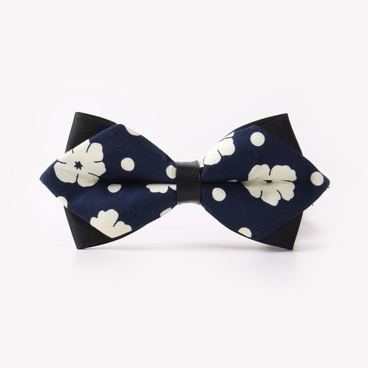 Pajarita de algodón con doble capa y diseño floral para hombre