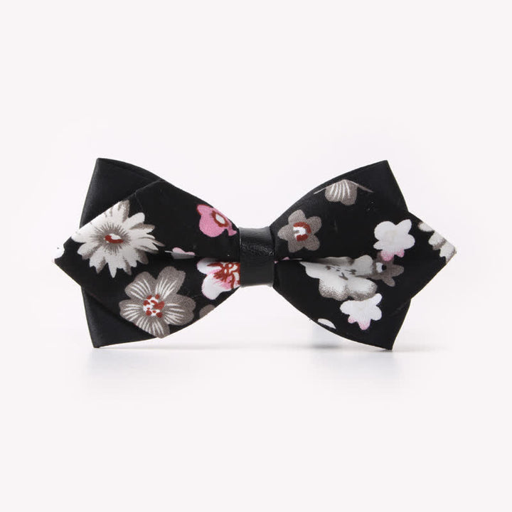 Pajarita de algodón con doble capa y diseño floral para hombre