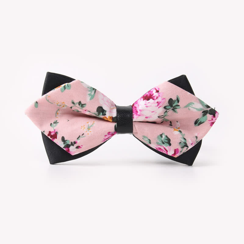 Pajarita de algodón con doble capa y diseño floral para hombre