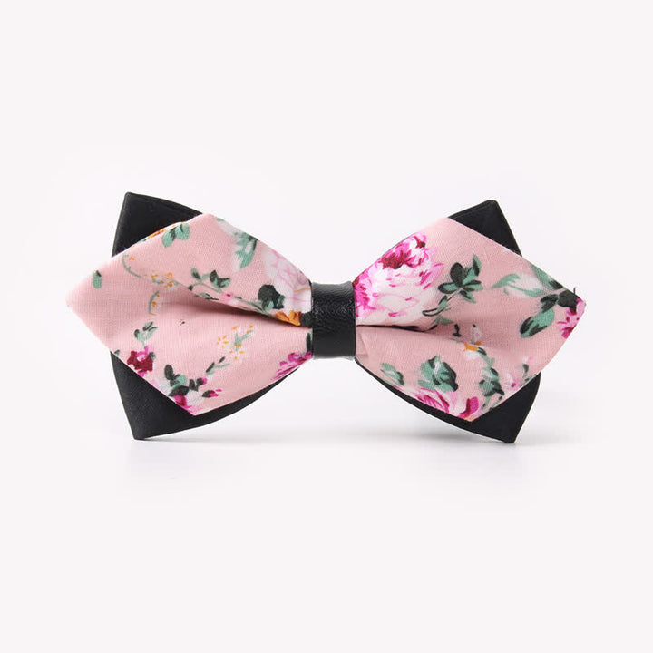 Pajarita de algodón con doble capa y diseño floral para hombre