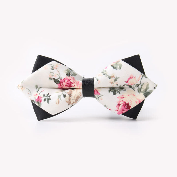 Pajarita de algodón con doble capa y diseño floral para hombre