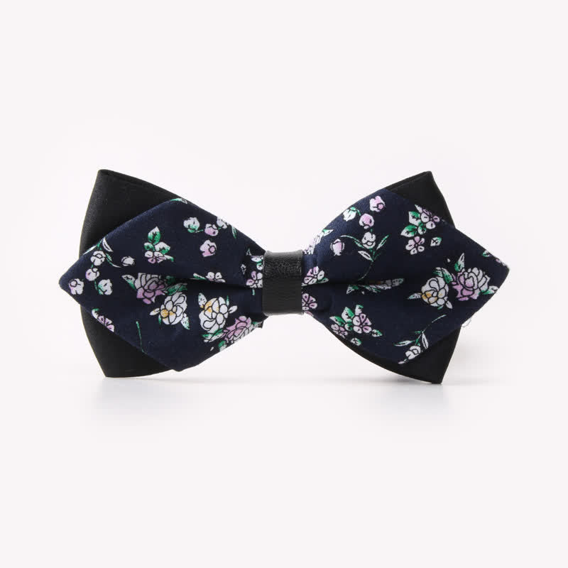 Pajarita de algodón con doble capa y diseño floral para hombre