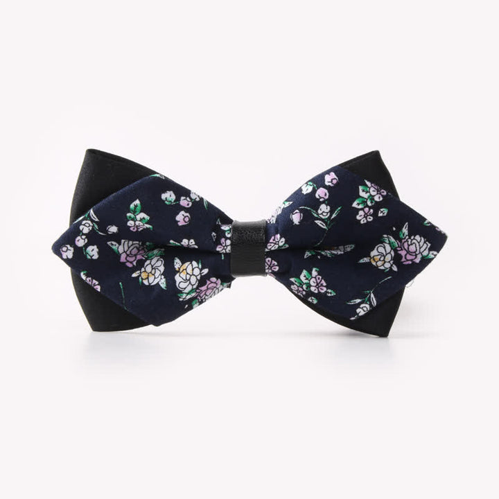 Pajarita de algodón con doble capa y diseño floral para hombre