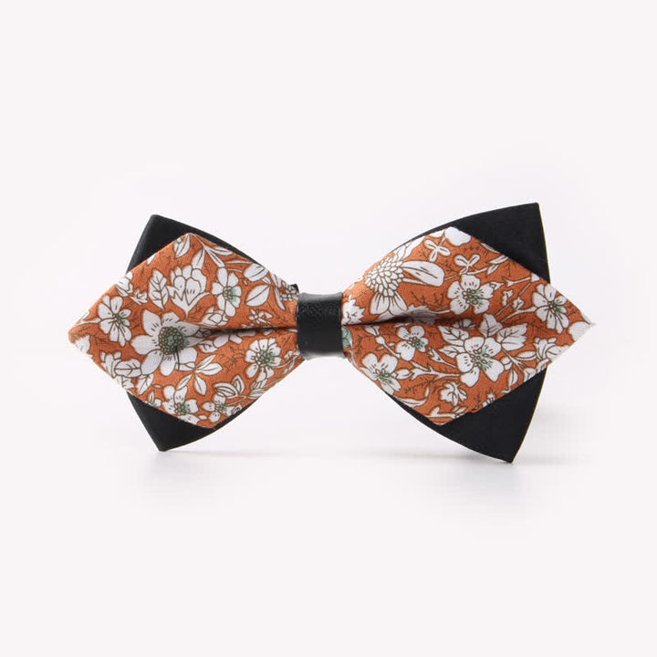 Pajarita de algodón con doble capa y diseño floral para hombre