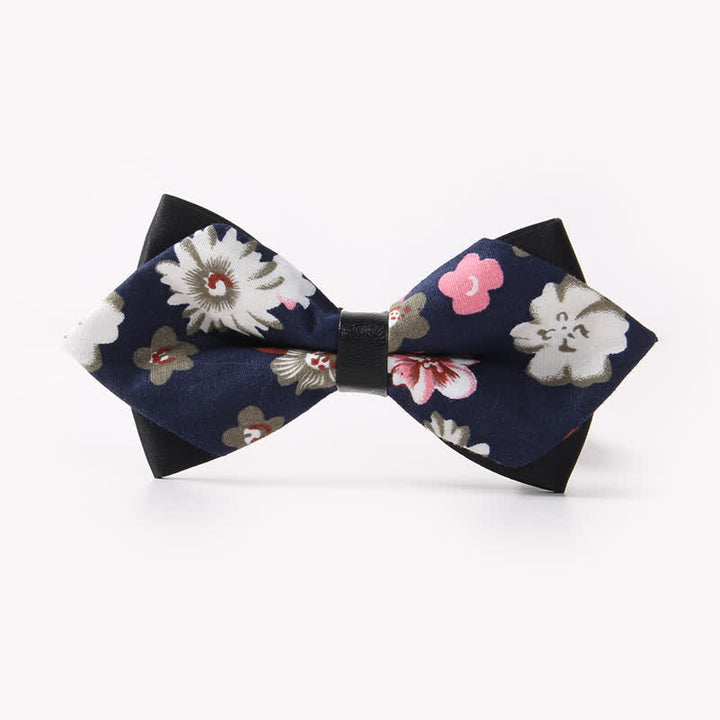 Pajarita de algodón con doble capa y diseño floral para hombre