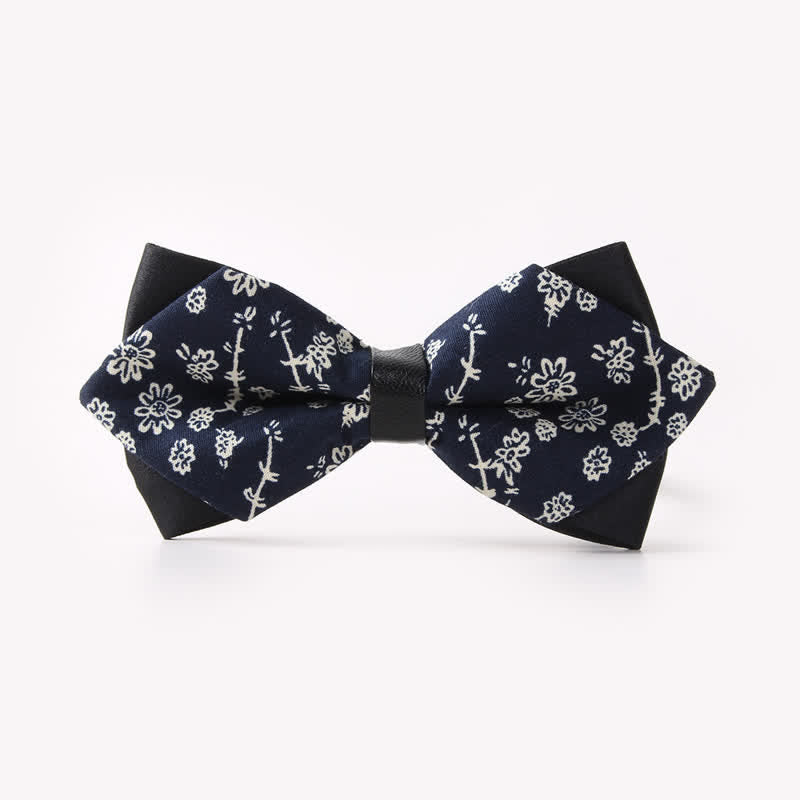 Pajarita de algodón con doble capa y diseño floral para hombre