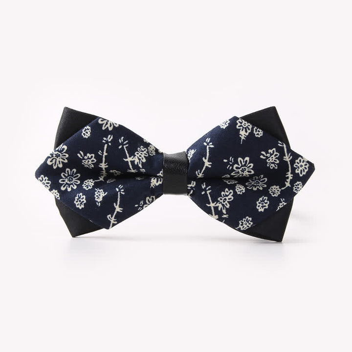 Pajarita de algodón con doble capa y diseño floral para hombre