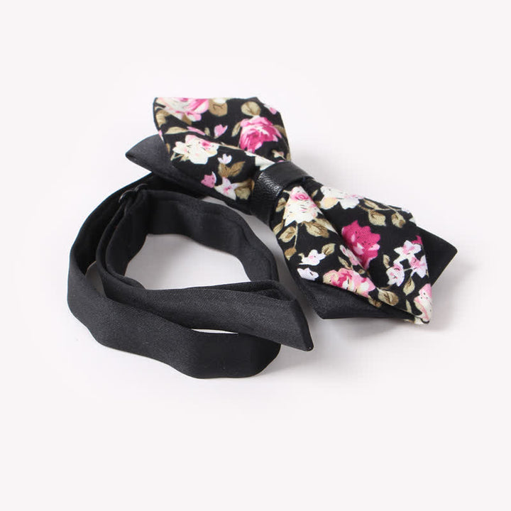 Pajarita de algodón con doble capa y diseño floral para hombre