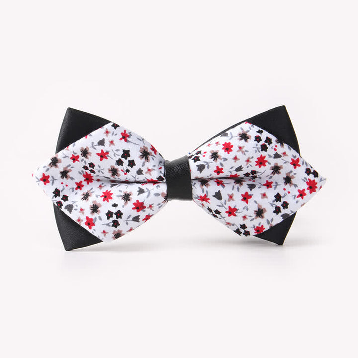 Pajarita de algodón con doble capa y diseño floral para hombre