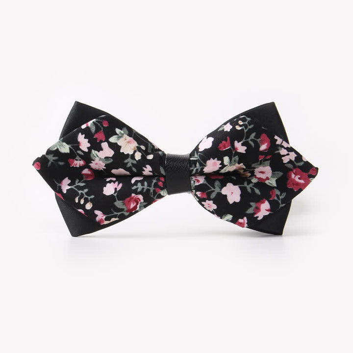 Pajarita de algodón con doble capa y diseño floral para hombre