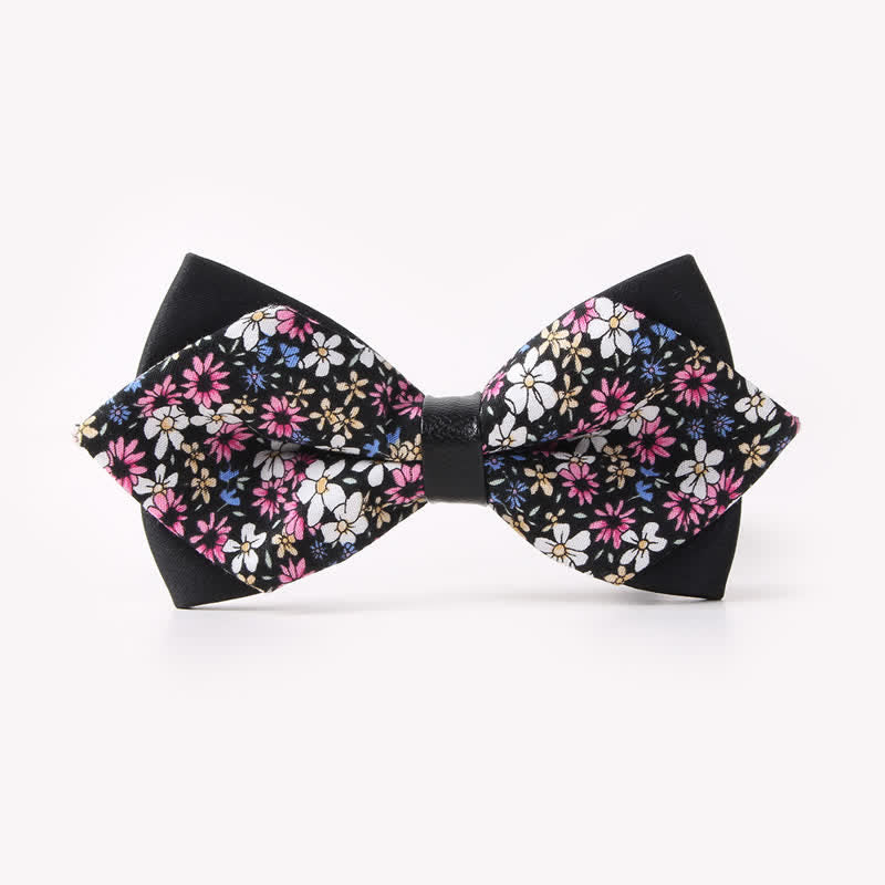 Pajarita de algodón con doble capa y diseño floral para hombre