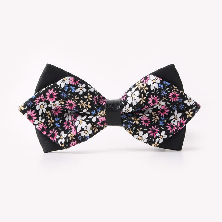 Pajarita de algodón con doble capa y diseño floral para hombre