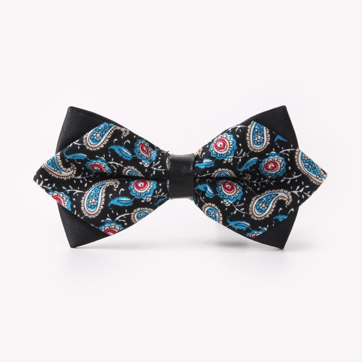 Pajarita de algodón con doble capa y diseño floral para hombre