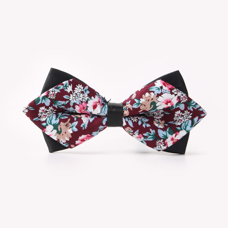 Pajarita de algodón con doble capa y diseño floral para hombre