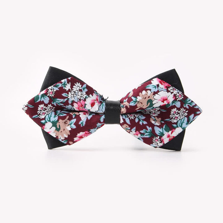 Pajarita de algodón con doble capa y diseño floral para hombre