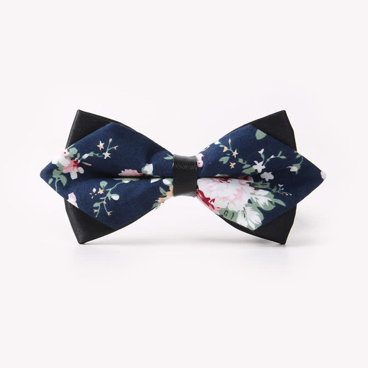 Pajarita de algodón con doble capa y diseño floral para hombre