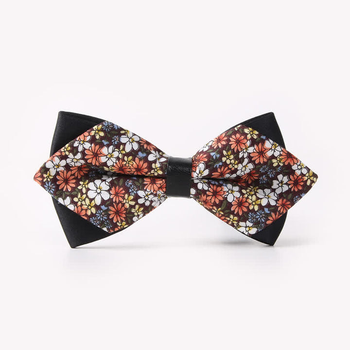 Pajarita de algodón con doble capa y diseño floral para hombre
