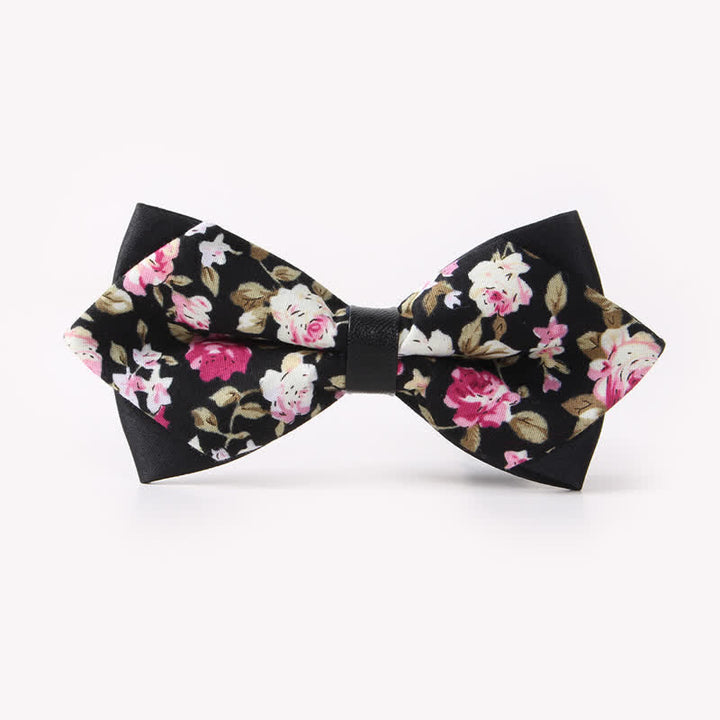 Pajarita de algodón con doble capa y diseño floral para hombre