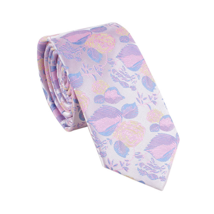 Traje de ocio para fiesta de bodas para hombre, corbata ajustada con diseño floral