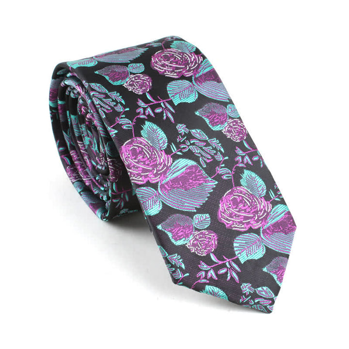 Traje de ocio para fiesta de bodas para hombre, corbata ajustada con diseño floral