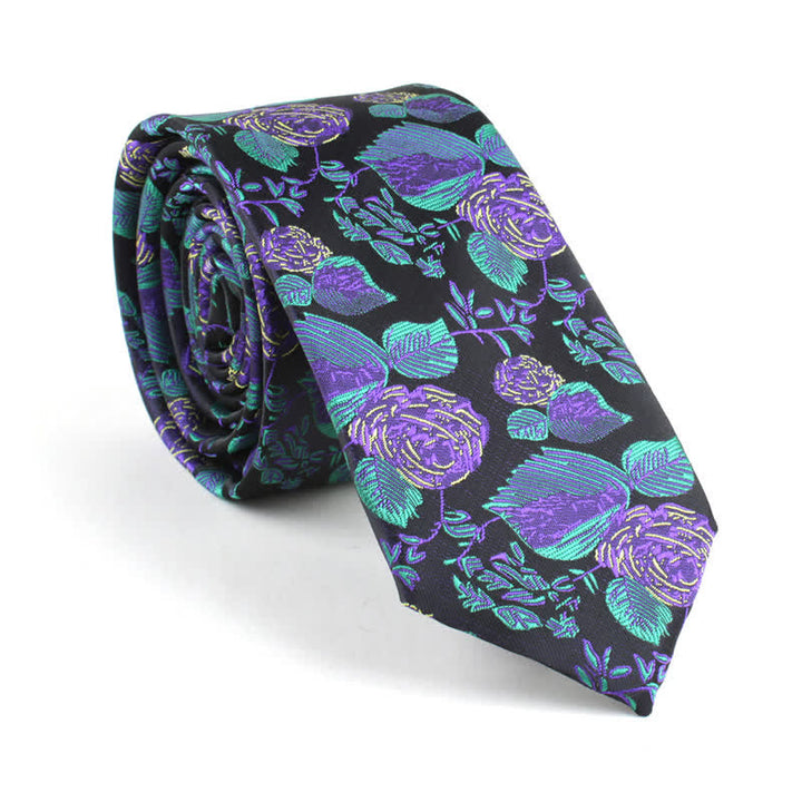 Traje de ocio para fiesta de bodas para hombre, corbata ajustada con diseño floral