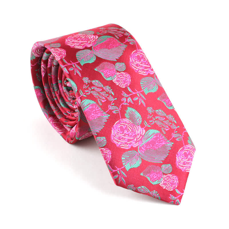 Traje de ocio para fiesta de bodas para hombre, corbata ajustada con diseño floral