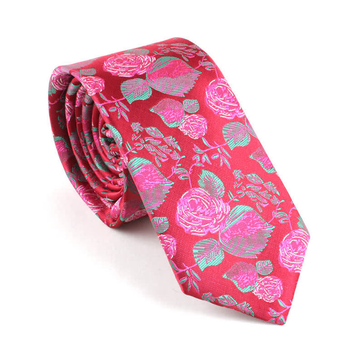 Traje de ocio para fiesta de bodas para hombre, corbata ajustada con diseño floral