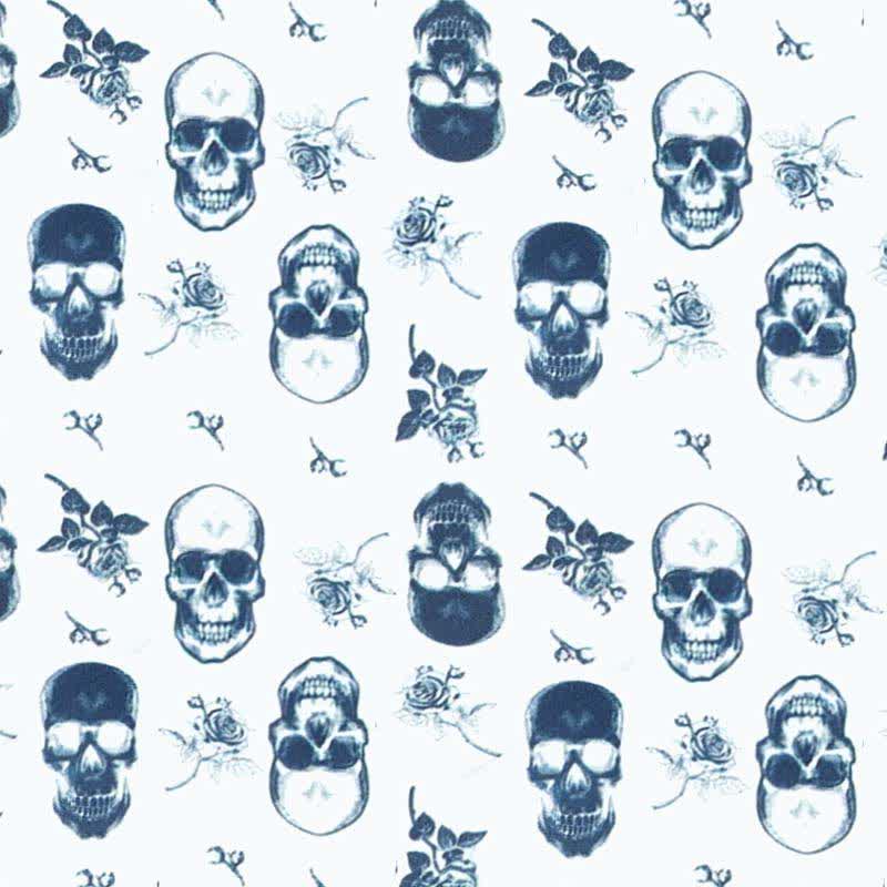 Corbata con estampado de calavera y rosas de base blanca para hombre