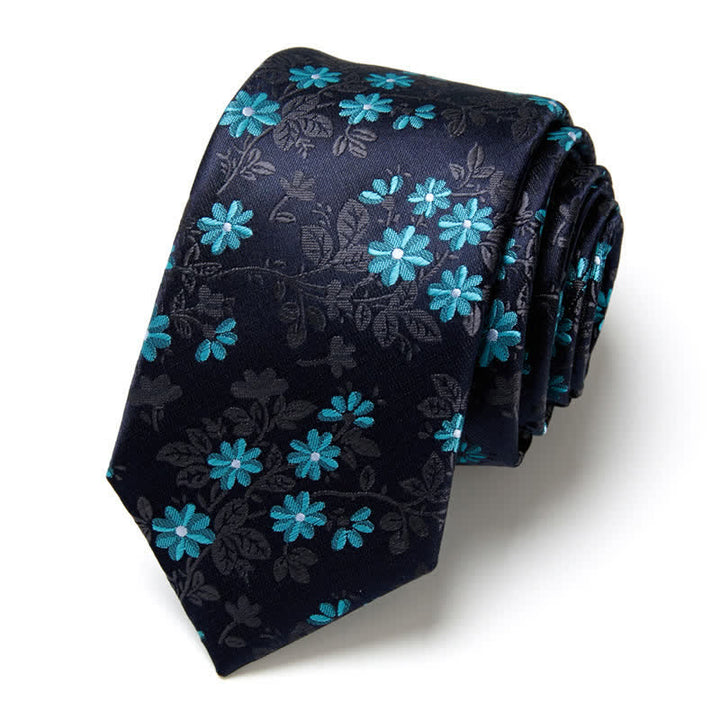 Corbata elegante con estampado floral azul marino para hombre