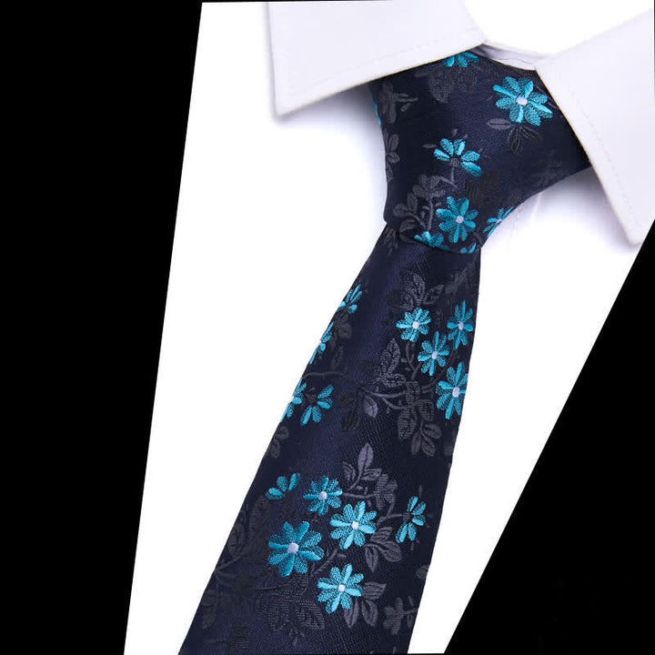 Corbata elegante con estampado floral azul marino para hombre