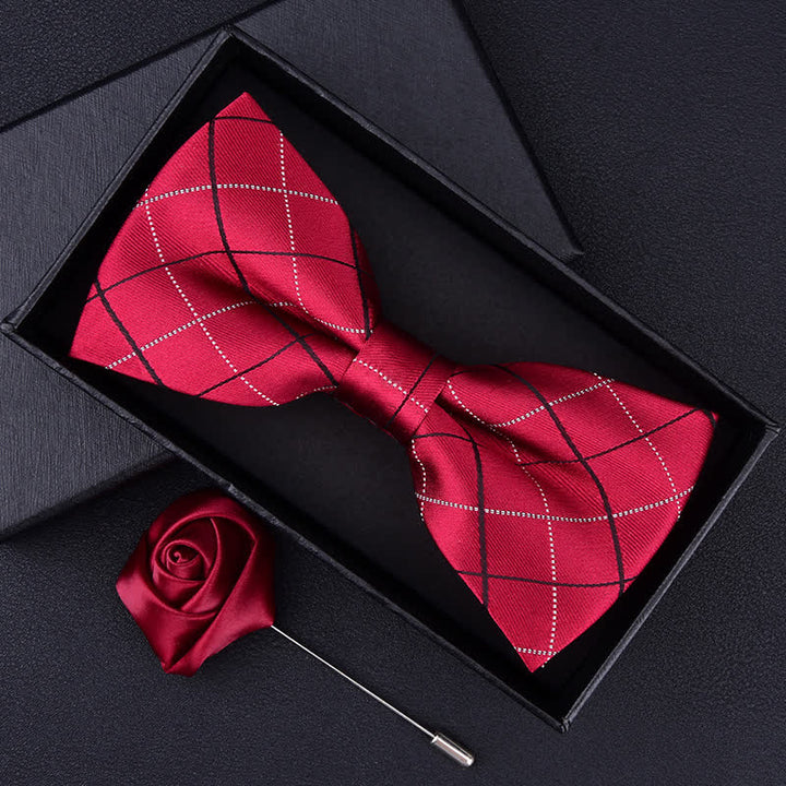 Conjunto de 2 pajaritas con estampado de cuadros estilo británico para hombre