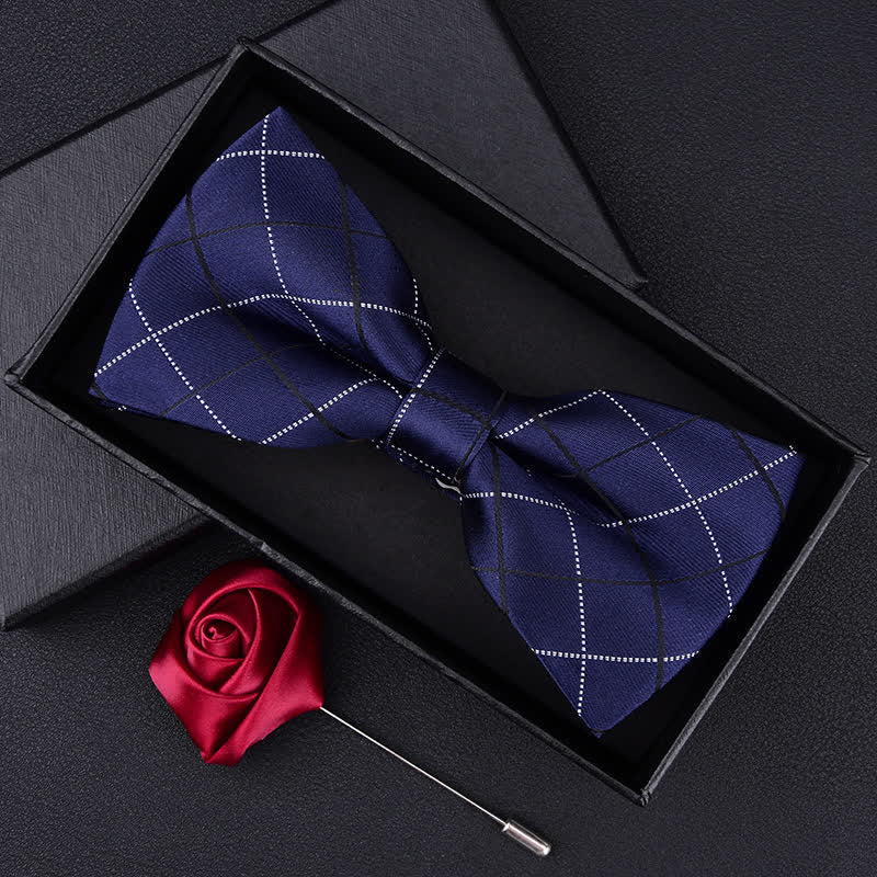 Conjunto de 2 pajaritas con estampado de cuadros estilo británico para hombre