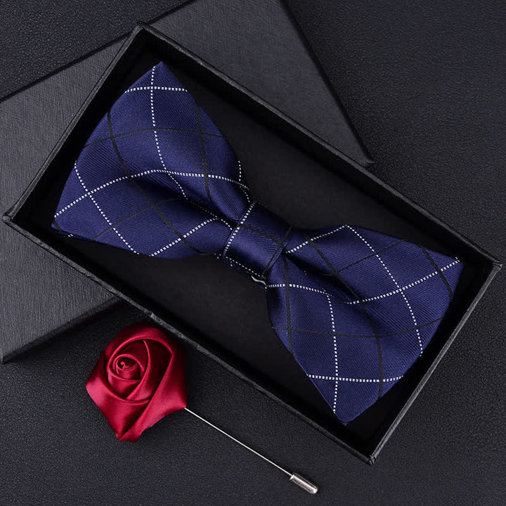 Conjunto de 2 pajaritas con estampado de cuadros estilo británico para hombre