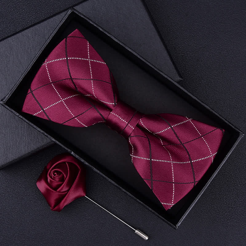 Conjunto de 2 pajaritas con estampado de cuadros estilo británico para hombre