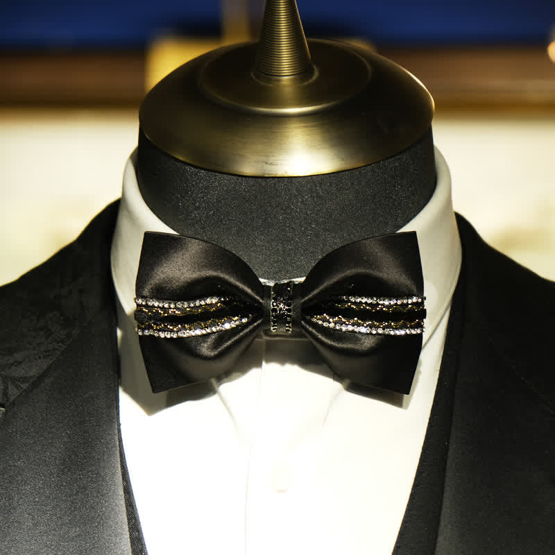 Pajarita negra con diamantes de imitación Sea Of Stars para hombre