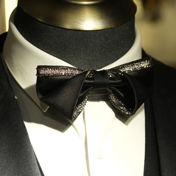 Pajarita negra con diamantes de imitación Sea Of Stars para hombre