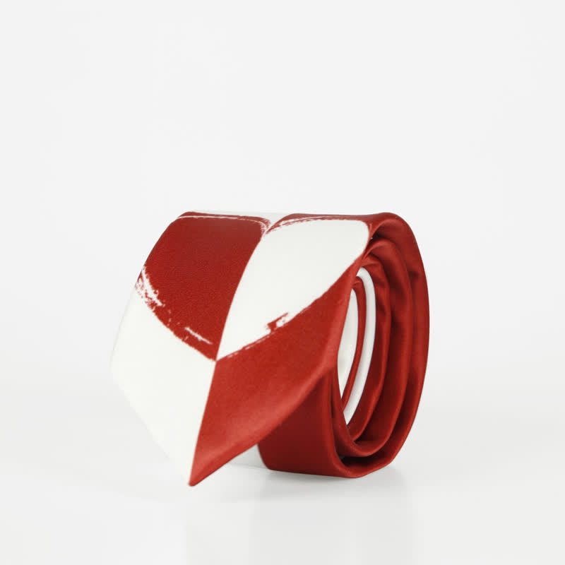Corbata para hombre con corazones en contraste rojo y blanco