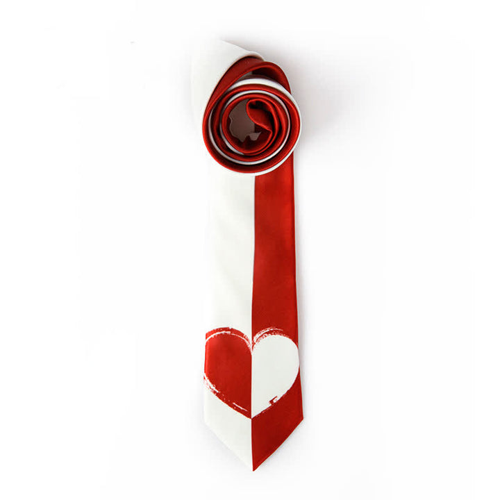 Corbata para hombre con corazones en contraste rojo y blanco