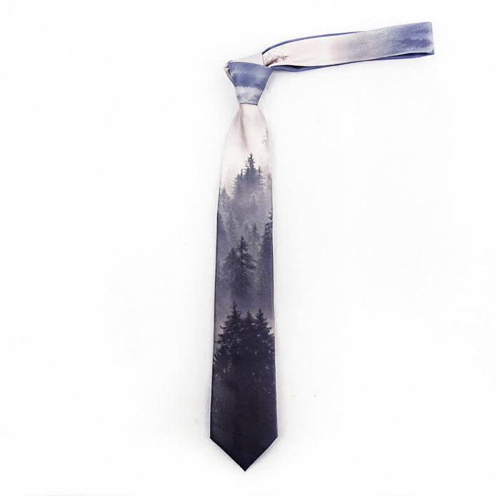 Corbata elegante para caballero con estampado de bellas escenas para hombre